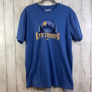 Levi's Levi Strauss & Co T Shirt Mountain Graphic Sapphire Blue Size XL Tee
